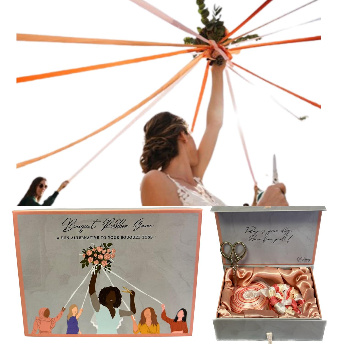 Bouquet Toss Game, Wedding Activity Entertainment, Up To 16 Players, Pink, White, Fabric, Plastic