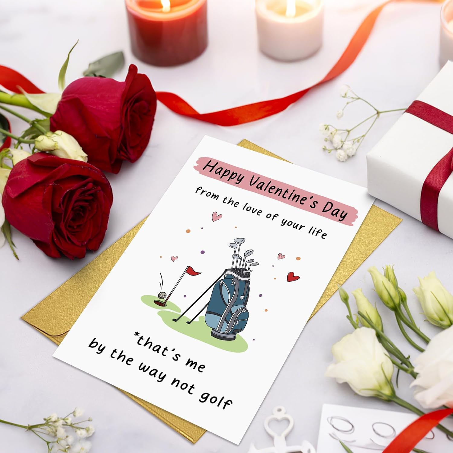 Humor Golf Valentine'S Day Card For Men, Funny Valentine Card Gift For Him, Happy Valentine'S Day From The Love Of Your Life
