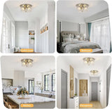 2 Light Farmhouse Flush Mount Ceiling Light with Bubble Glass Kitchen Island Fixture