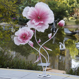 Giant Artificial Flower Decor,Oversized Gradient Organza Flower With Bendable Stem,Diy Shape Fake Flower Sculpture With Heavy Base For Wedding,Event,Party & Photo Backdrop,Store Display (Red)