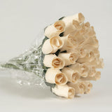 Bouquet Of Two Dozen (24) Beautiful Realistic Ivory White Wooden Roses, Forever Flowers, Never Water, Birthday, Wedding, Love