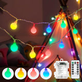 Globe String Lights, 26Ft 64 Led Rgb Christmas Fairy Lights Battery Operated, Twinkle Lights With Remote Control For Par