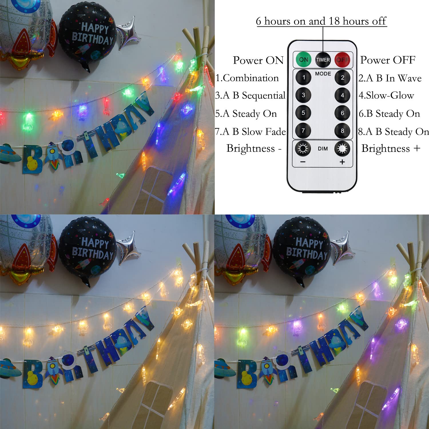 Color Changing Lights For Kids Bedroom, Birthday Gifts For Kids, 11Ft 20Leds Tent Lights For Kids With Rocket Spaceship