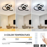 10 Inch Modern LED Ceiling Light with Remote Dimmable Black Flush Mount Fixture