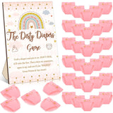 51 Pcs Dirty Diaper Wooden Game Sign Baby Shower Game Sign Dirty Diaper Instruction Sign 50 Pcs Mini Diapers Cute Felt Diaper For Game Gender Neutral Party Baby Shower Game (Boho)