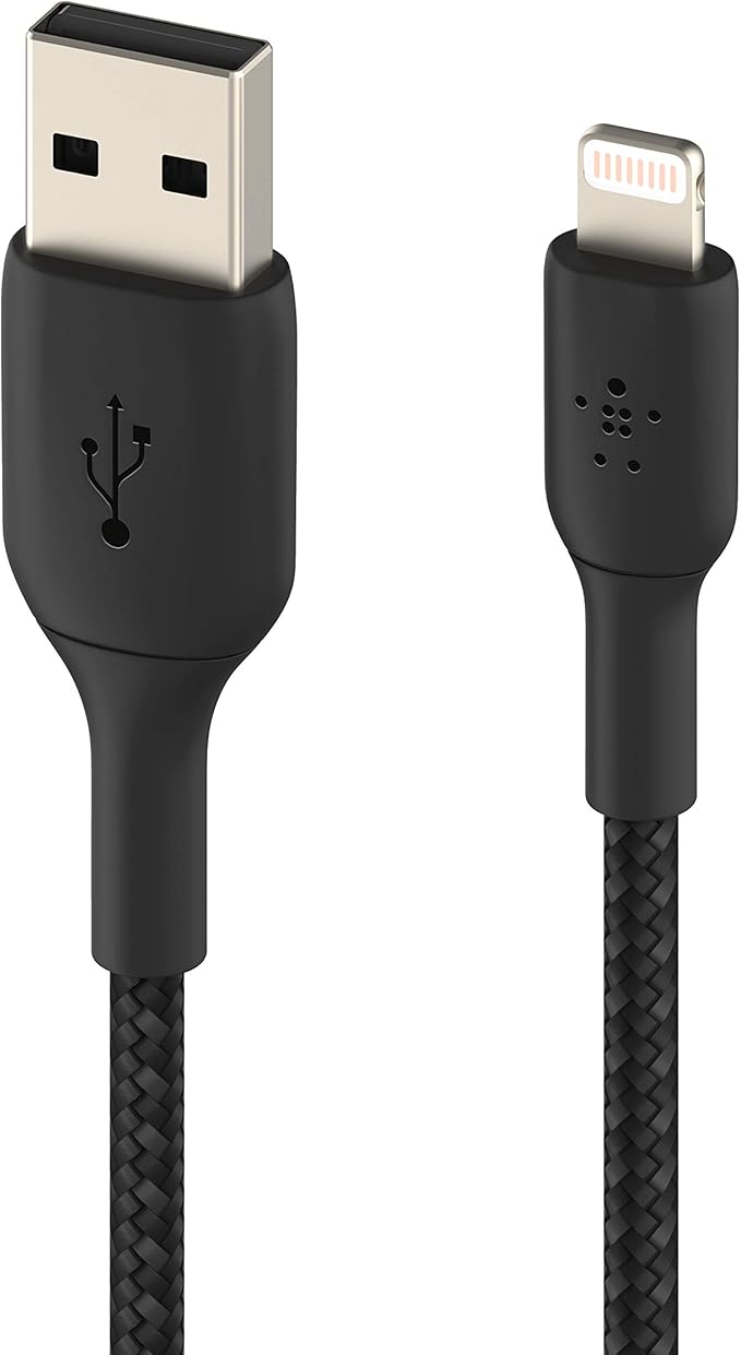 3.3FT Braided USB to Lightning Cable MFi Certified Fast Charging Cord for iPhone iPad AirPods Black