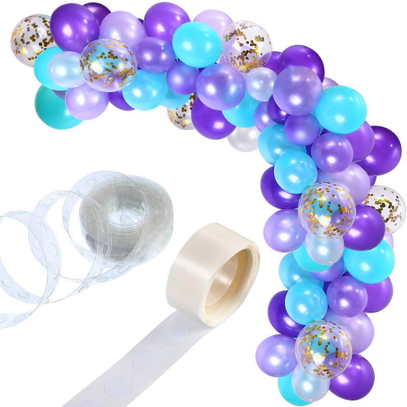 112 Pieces Purple Balloon Garland Kit White Purple Confetti Latex Ball