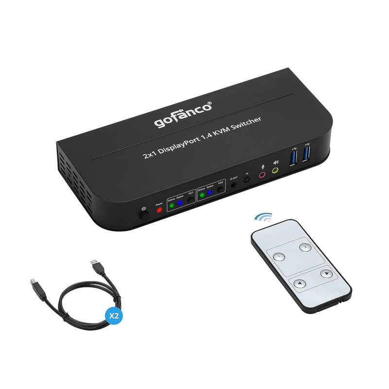 2 Port Displayport Kvm Switch With Usb 3.0 – Displayport 1.4, 4K @60Hz 4:4:4,