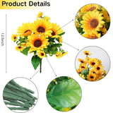 Sunflowers Artificial Flowers, 10Pcs Fake Silk Sunflower Faux Flowers For Outdoor Decoration Home Wedding Party Office Garden(10, Yellow)