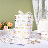 Wrapping Paper Roll, Bridal Shower Gift Wrap, Mini Roll, 17 Inches X 16.5 Feet, White And Gold Foil Love Design For Wedding, Anniversary, Engagement