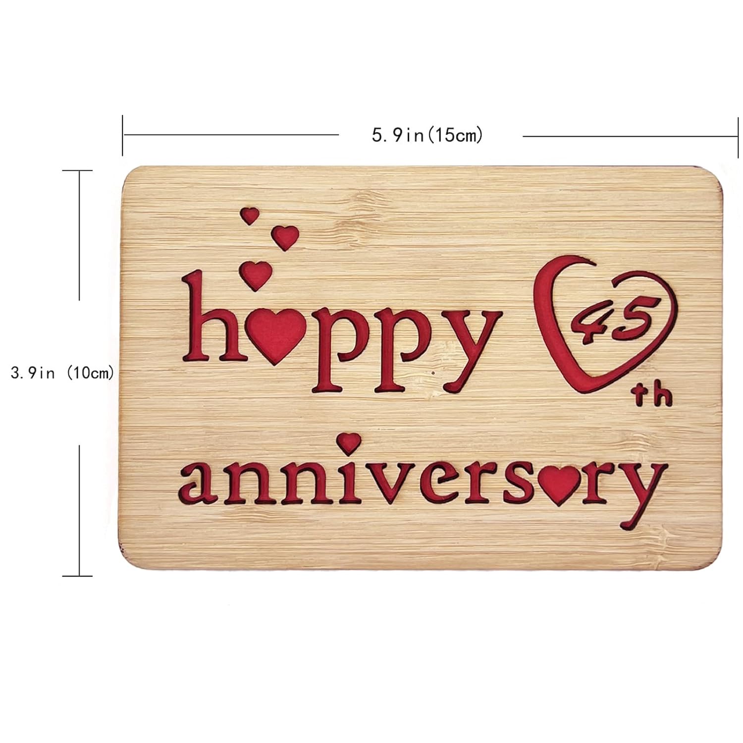 Wooden 45Th Anniversary Card,Handmade Wedding Anniversary Greeting Cards,45Th Anniversary Card For Her,Him,Husband,Wife