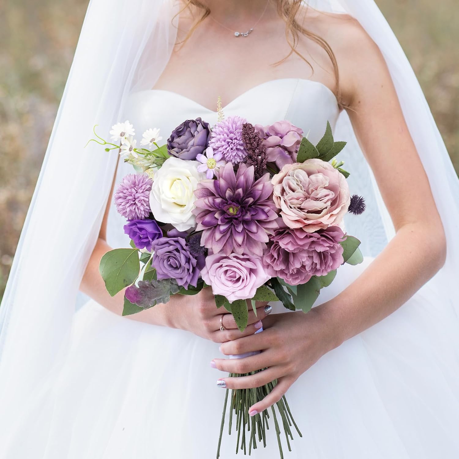 Artificial Purple Flowers Combo Silk Mix Peony Rose Hydrangea Fake Flowers W/Stem For Diy Wedding Bouquets Centerpieces Arrangements Table Party Bridal Baby Shower Home Fall Decor