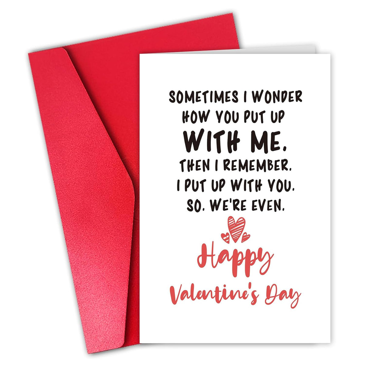 Funny Valentines Day Card For Girlfriend, Romantic Valentine’S Day Card For Wife,(Sometimes I Wonder How You Put Up With Me)