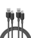 2 Pack USB A to USB C Cable 6FT Fast Charging Charger Cord for iPhone 17 Samsung Galaxy LG Black