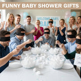 6 Sets Baby Shower Games Funny Baby Shower Blindfolded Games Cotton Craze Challenge, 6 Black Blindfolds 6 Disposable Spoons Plates 2 Pack Cotton Ball For Adult Gender Reveal Party Supplies