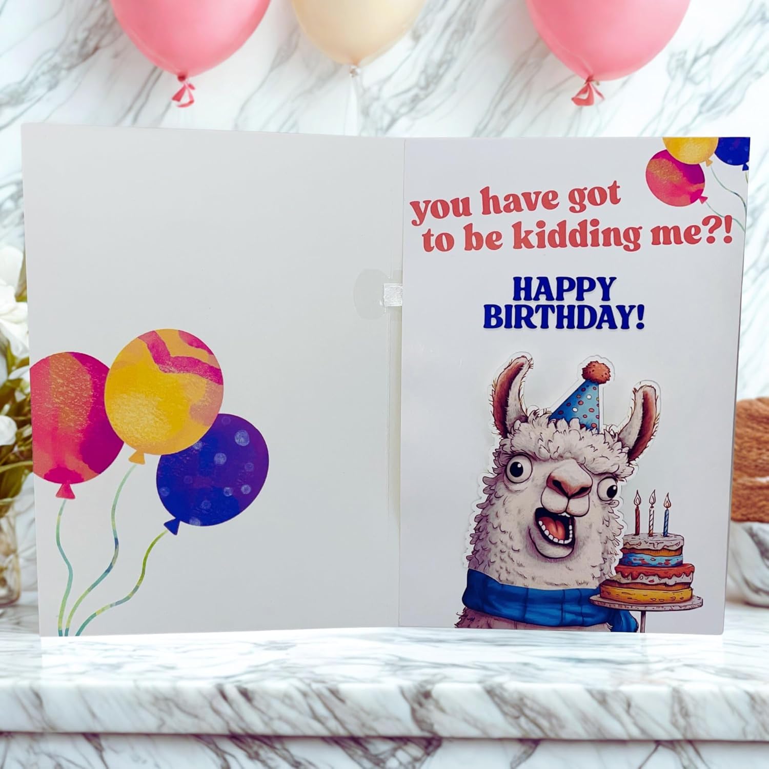 Screaming Alpaca Goat Birthday Card – Funny Talking Motion Greeting Card For Men, Women, Kids – Hilarious Meme Sound And Shaking Head – Great 21St, 30Th, 40Th, 50Th, 60Th, 70Th Birthday Card – Unique Bday Gag Gift – 5.5X8 Inch With Blue Envelope