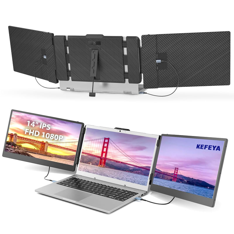 Laptop Screen Extender,14" Triple Screen Laptop Monitor Extender, 1080P Fhd Po