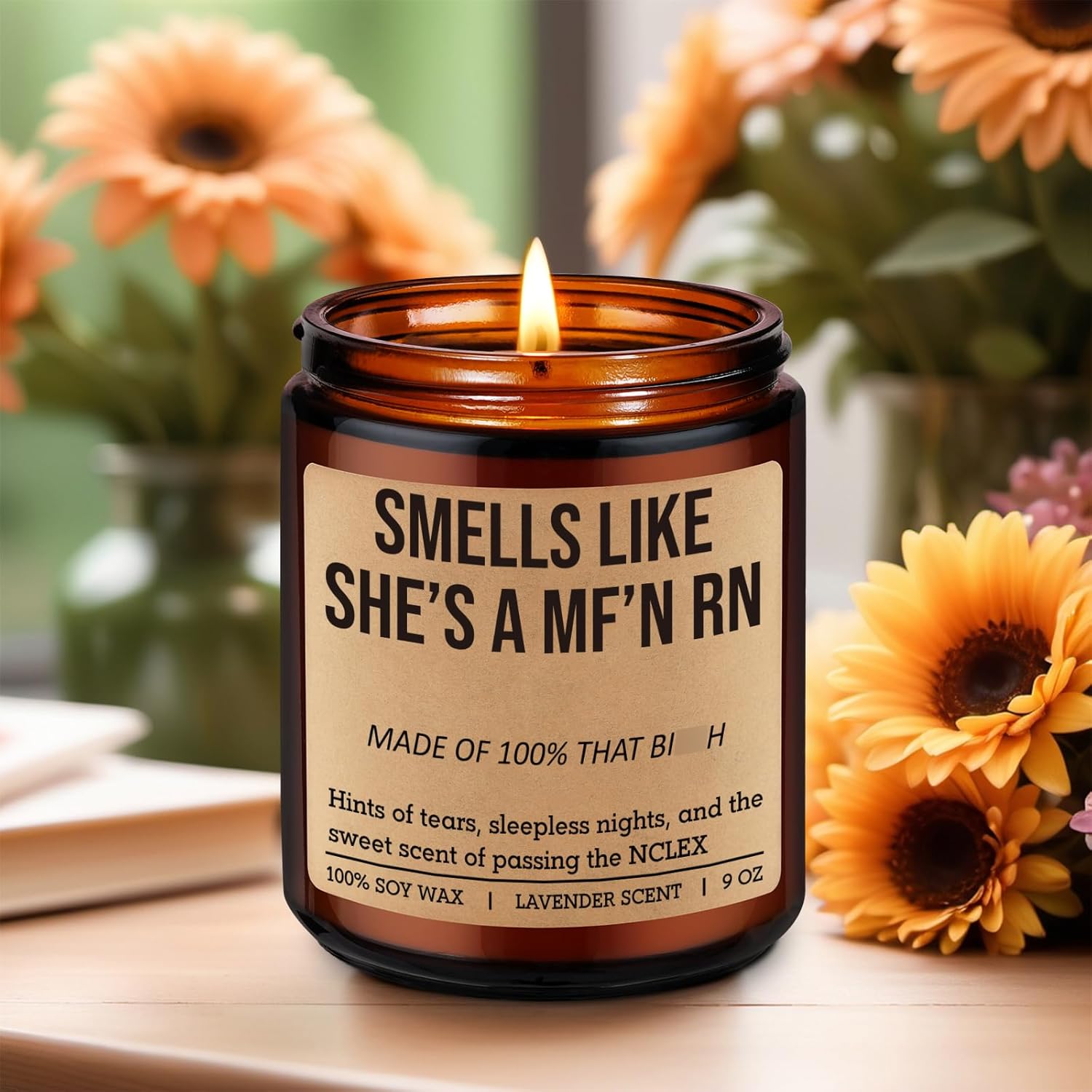 Candle For New Rn, Registered Nurse Gifts For Women - Congrats On Passing The Nclex - Future Rn Gifts For Nurses, Funny Birthday, Graduation Presents For Nursing School Students, Grads