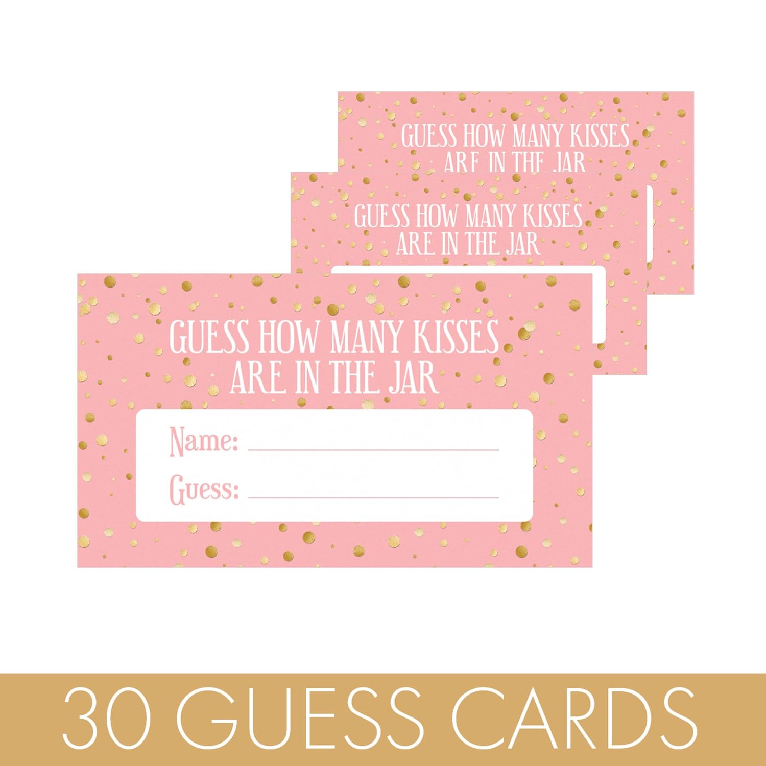 How Many Kisses Baby Shower Game - Pink And Gold It'S A Girl Baby Shower Game (Extra Guessing Cards)