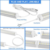 8 Pack 8FT U Shape LED Shop Lights 125W 20000LM 6500K Linkable Plug and Play Garage Lights