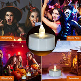 Pack Of 24 Flameless Tea Light Candles Realistic Flickering:Battery Long Lasting Warm White Light Lamp Operated Powered For Seasonal & Festival Celebrations
