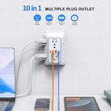 2 Pack Surge Protector Outlet Extender 6 Outlets 4 USB Ports 2 USB C Wall Plug White