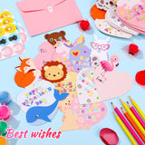 200 Pcs Mini Valentine'S Day Cards Assortment Bulk Classroom Exchange For Kids Greeting Animal Box Foldable Love Heart Greeting Cards With Envelopes And Stickers