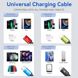 2 Pack 6FT 4 in 1 Braided Multi Charging Cable USB Fast Charger Cord for iPhone USB C Micro USB Tablets Samsung