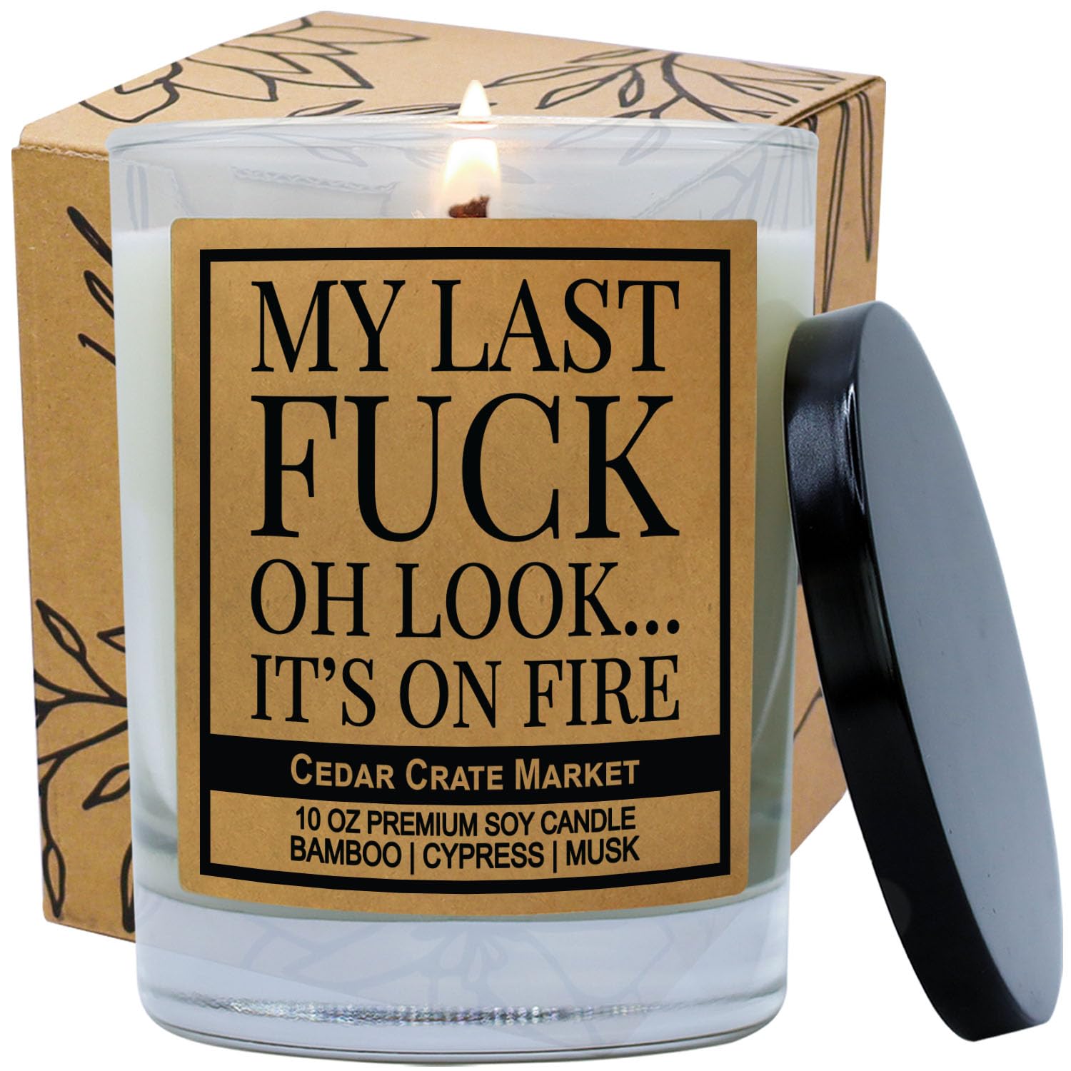 - My Last Fuck Candle, Funny Sarcastic Adult Humor Gift, Bamboo Cypress Scented Premium Soy Candle For Stress Relief Friends Coworkers, Boss, Women Men, Handmade In Usa