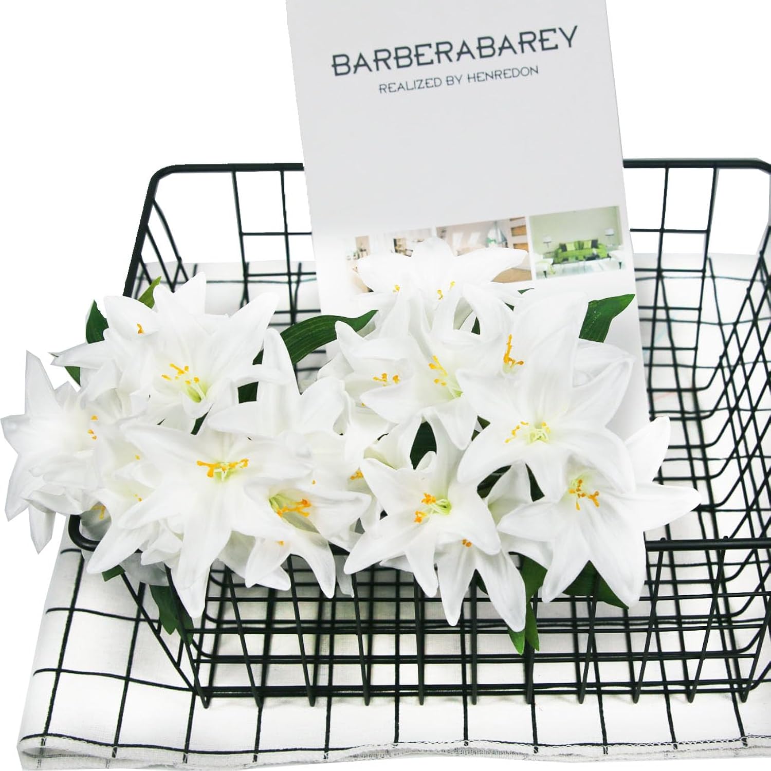 Artificial Lily Real Touch Flowers Fake Latex Lily Flowers White Mini Lily For Wedding Home Decoration Small Easter Lily (White, 20)