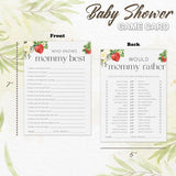 Hilarious Baby Shower Games, Who Knows Mommy Best Game, Would Mommy Rather Strawberry Sweet Baby Shower Decorations -30 Pcs, 5X7 In - H08
