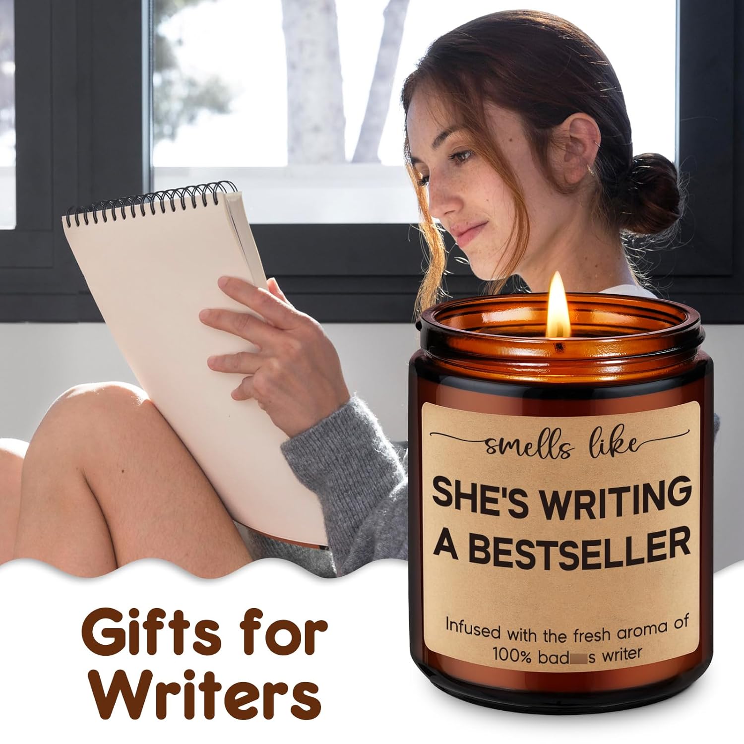 Candle, Writing Writer Gifts For Women, Creative Future Author Gifts For Writers, Valentines Day Cool Funny Literature Literary Presents For Book Novelist, Screenwriter, Young Aspiring Poet