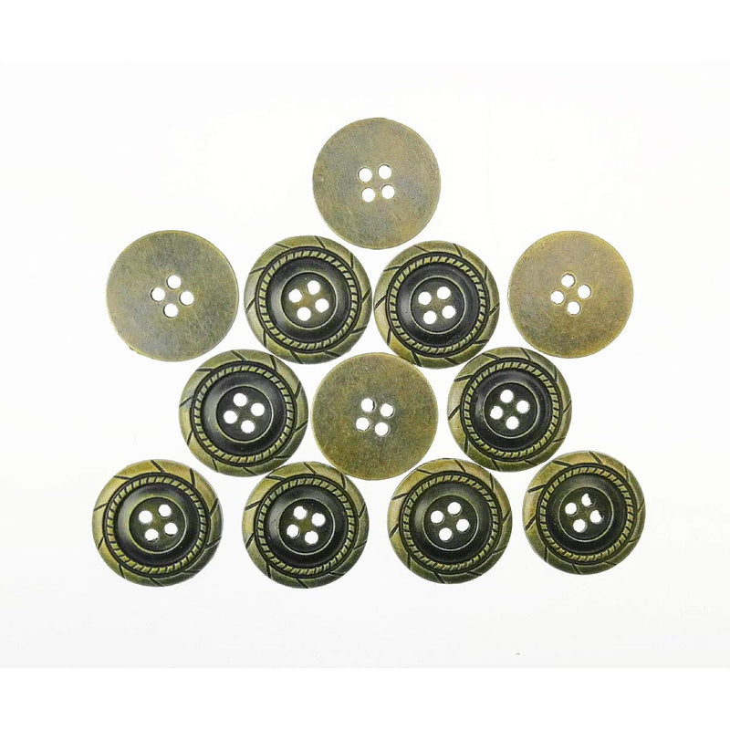 12 Pcs Antique Braided Pattern Metal Flat Buttons 4-Hole Craft For Diys Sewing