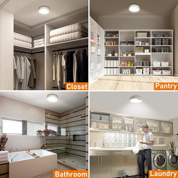 Motion Sensor LED Ceiling Light Battery Operated 400LM Indoor Outdoor Wireless Fixture