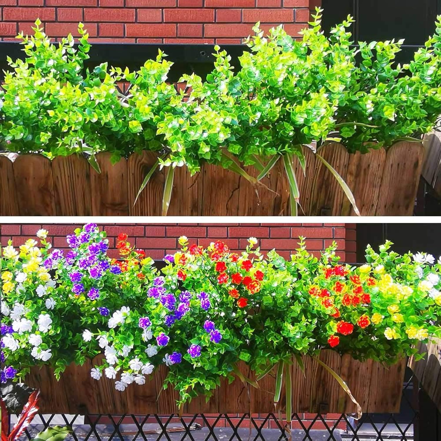 12 Pcs Artificial Flowers Uv Resistant Outdoor Fake Plants And Greenery Springs Artificial Boxwood For Bridal Party Wedding Bouquet For Greenery Shrubs Plants Home Garden (Green)