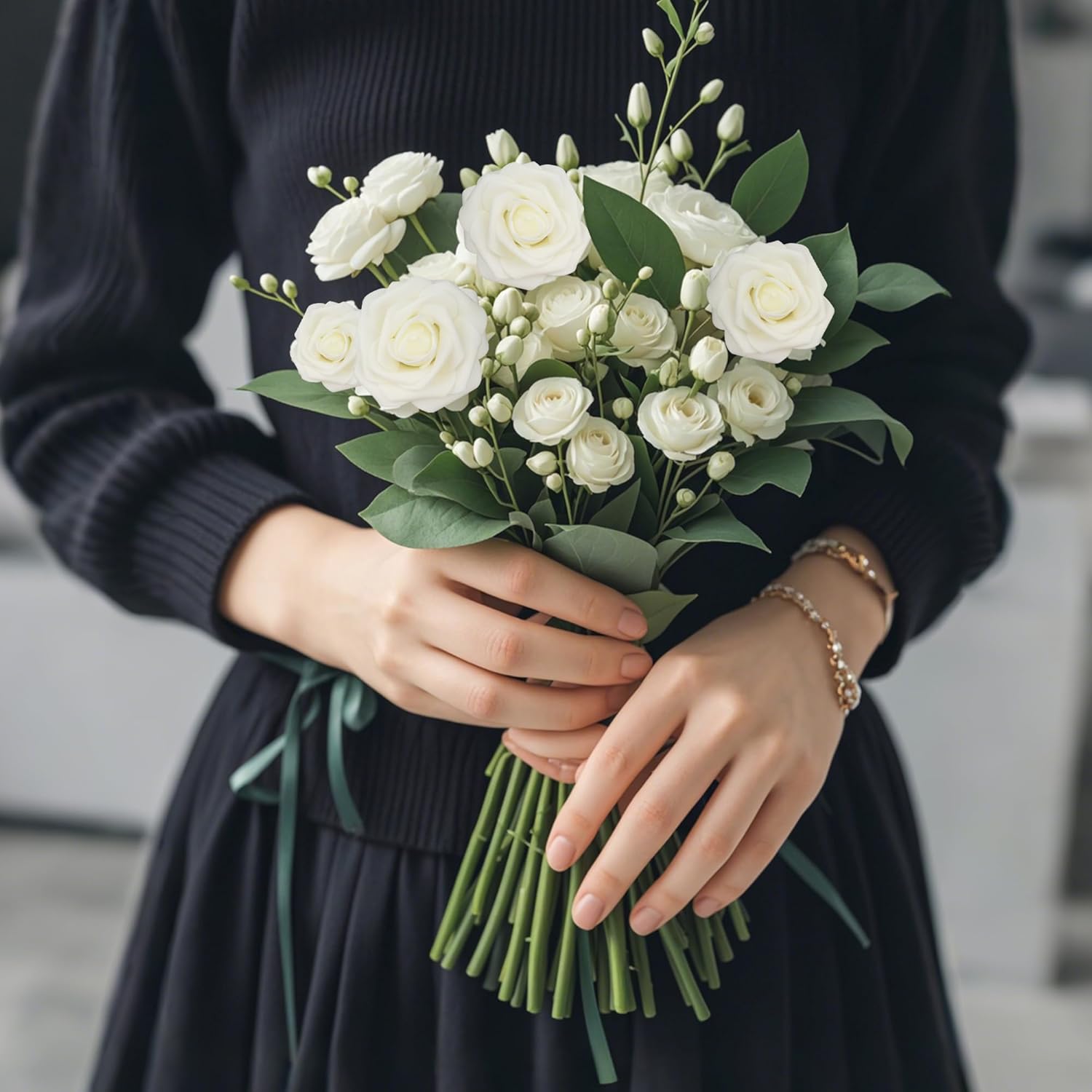 60Pcs Artificial Flowers, White Foam Roses With Stems For Diy Wedding Bouquets Fake Flowers, White Roses, Artifical White Roses For Party Tables Decoration