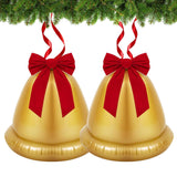 2 Pcs Giant Inflatable Christmas Balls With Bows - 22 Inch Outdoor Jingle Bells Pvc Xmas Ornaments For Garden Yard Patio