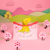 I Love You This Much Pop Up Card, Dinosaur, Heart, 3D Popup Greeting Cards, Gift For Valentines, Birthday, Mothers Day, Anniversary, Thinking Of You, 5X7 - Includes Envelope And Message Note