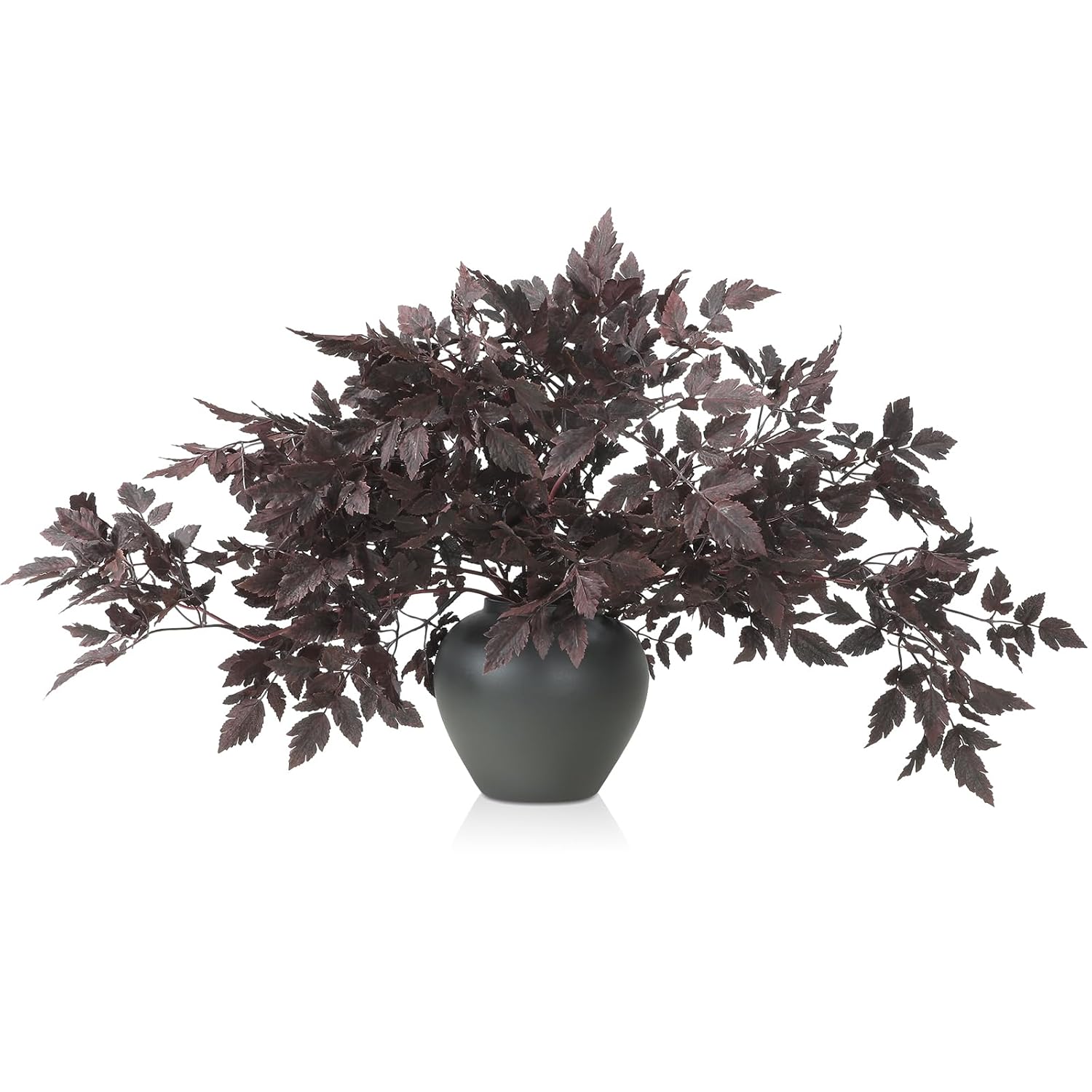 6 Pack 36 Inches Artificial Cimicifuga Plant Leaf Spray Faux Plum Cimicifuga Ramosa Leaf Branch Faux Fall Spray Silk Plants For Home Vase Wedding Garden Farmhouse Table Mantel Decor