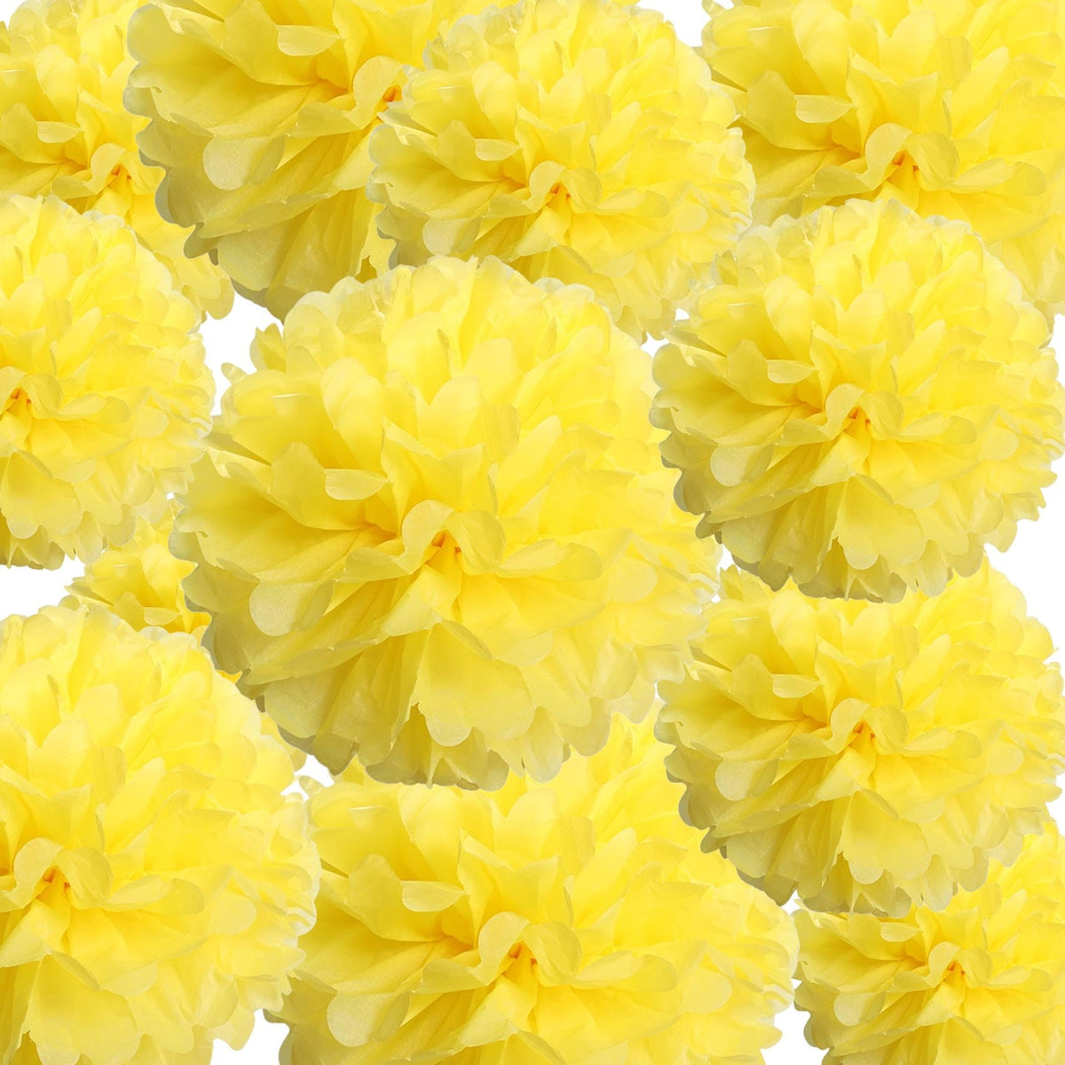Yellow Tissue Paper Pom Poms 12Pcs- Hanging Paper Flowers for Wedding Birthday Graduations Christmas and Special Occasions(10 & 12 inch)