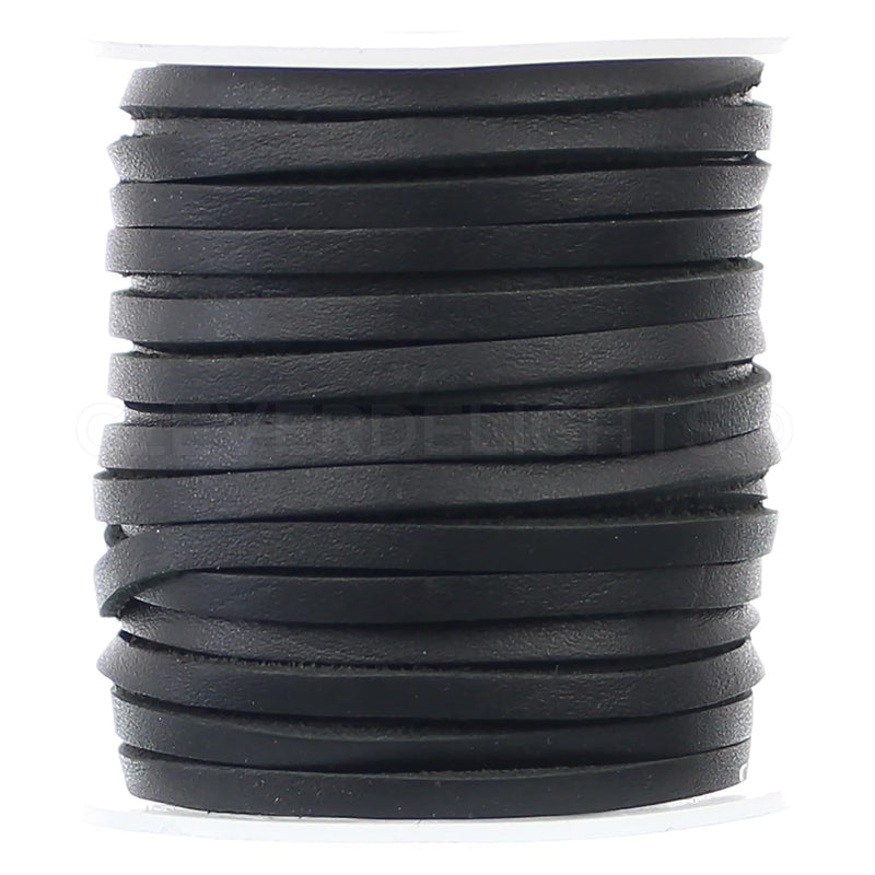 Black 1/8" Leather Flat Cord - 50 Feet - 3.5Mm Genuine Leather Strap