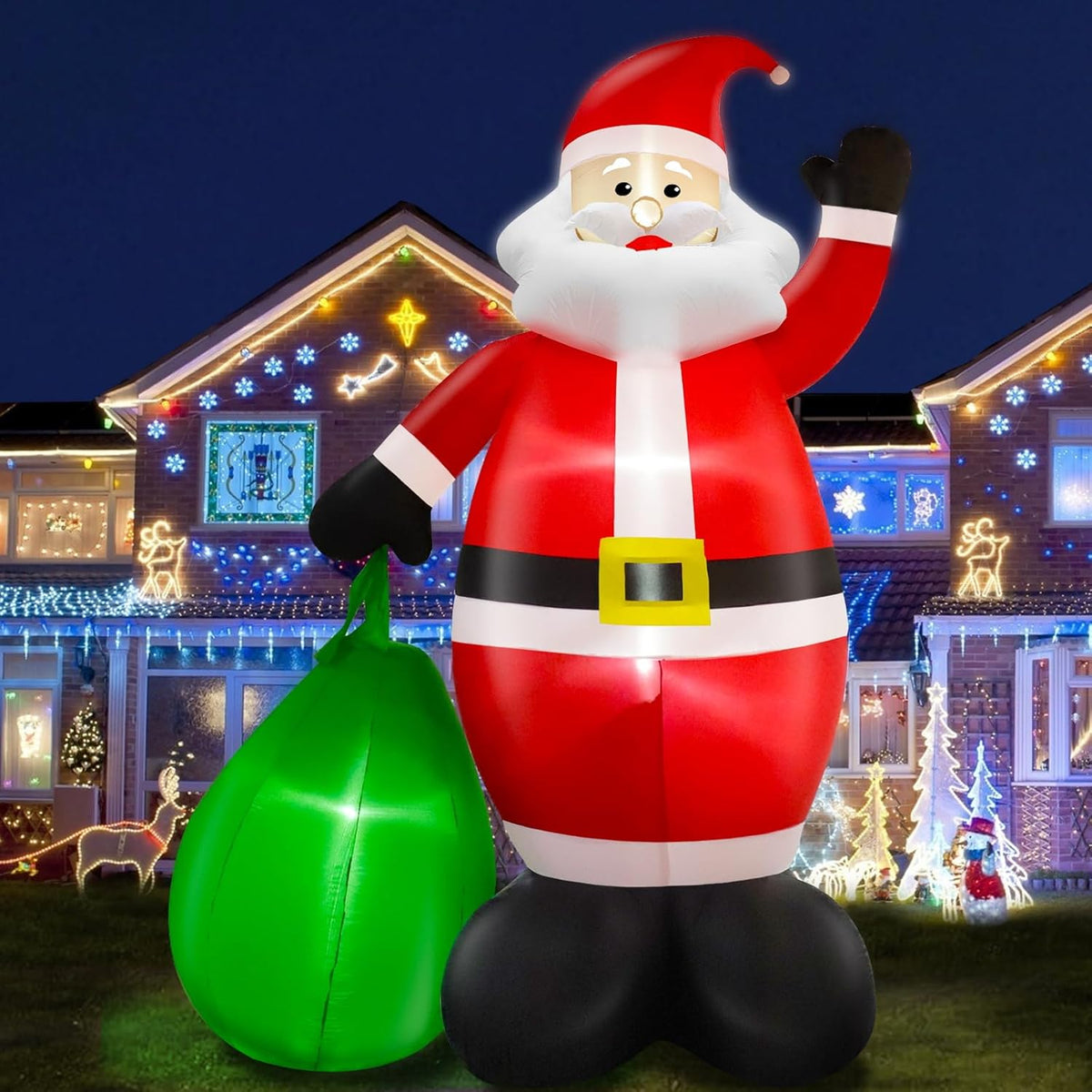 14 Feet Giant Christmas Inflatable Decorations Outdoor Santa Claus With Gift Bag Led Lighted Blow Up Yard Decor For Lawn
