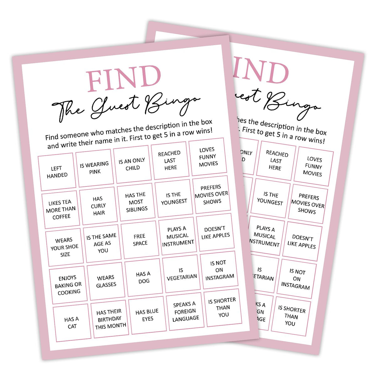 Find The Guest Bingo - Birthday Party Games Set, Girls Night & Sleepover Slumber Party Supplies - 20 Game Cards For Teens, Adults & Daughters - Y004