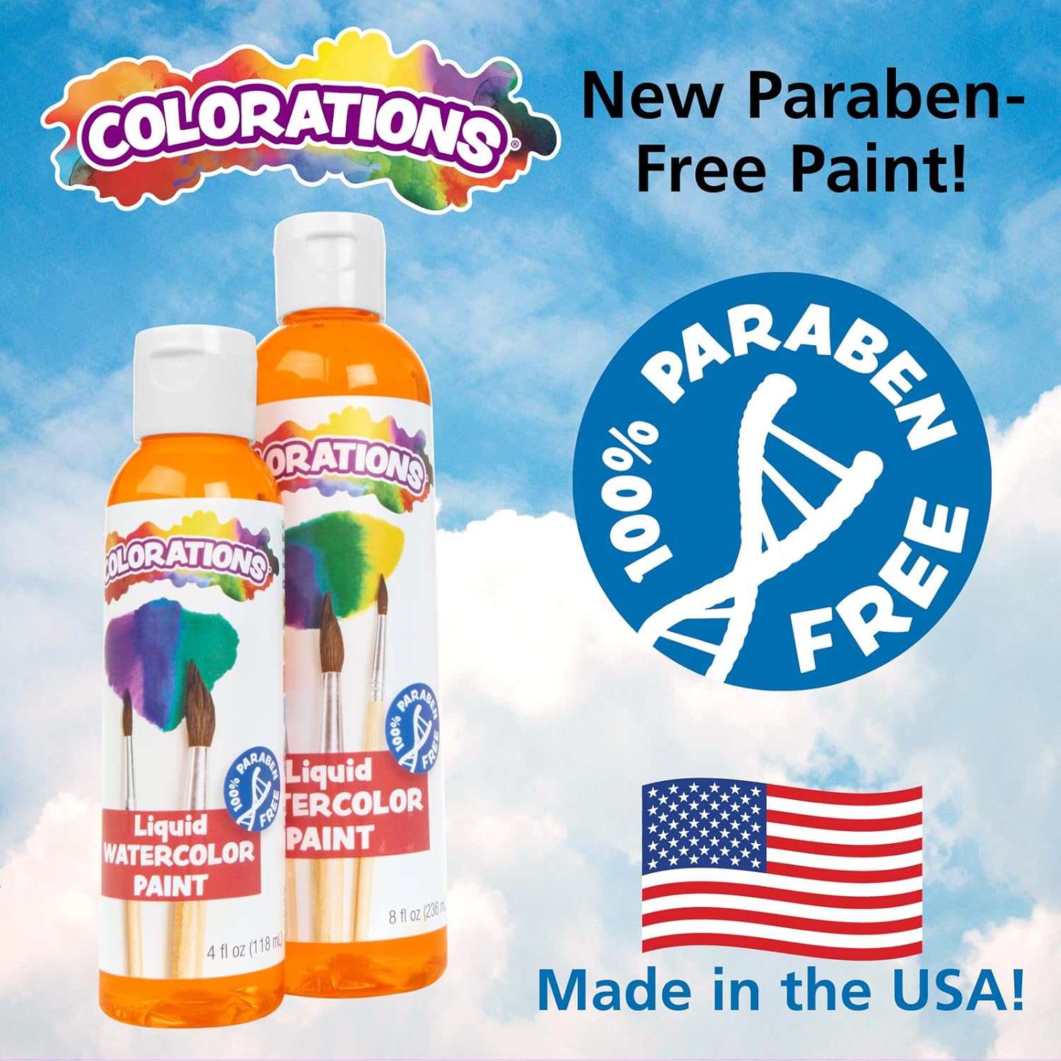 Paraben-Free Liquid Watercolor Paint Tropical Colors, 8 Oz. Bottles - Set Of 8, Non-Toxic And Made In The Usa
