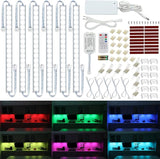 Under Cabinet LED Lights Kit RGB Color Changing 5000K White Dimmable 6 Linkable Light Strips with Remote