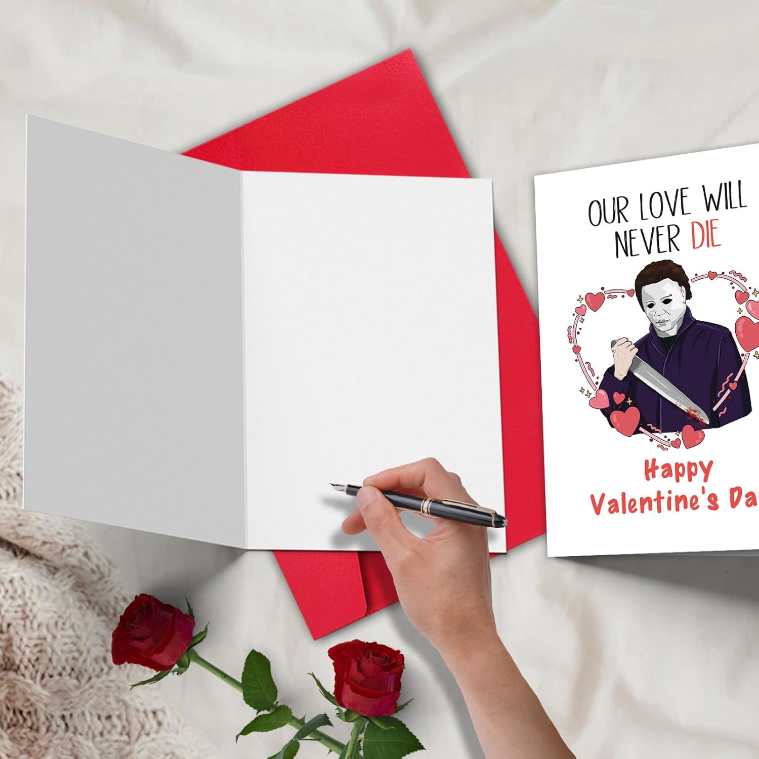 Funny Movie Valentine'S Day Card For Lover, Romantic Valentines Cards For Boyfriend Girlfriend, Humorous Michael Myers Love Card, Envelope Included.
