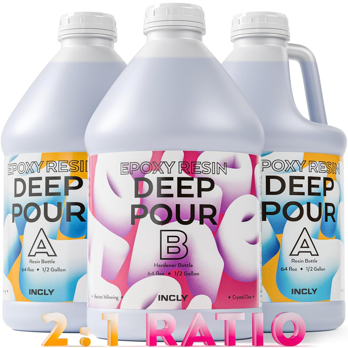 Deep Pour Epoxy Resin 1.5 Gallon Kit, 2:1 Epoxy Resin Deep Pour For 2 To 4'' Pour Molds Craft, Bubble Free & Crystal Clear Resin Casting For River Table Wood Filler Bar Top Preserving Flowers