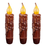 Real Wax Hand Dipped Battery Operated Led Timer Taper Candles Country Primitive Flameless Lights Décor, 4-3/4 Inch, Coffee, 3 Pcs In A Package