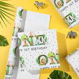 Age 1 Gift Wrapping Paper Roll Wild One 1St Birthday Wrapping Paper Jungle Animals Birthday Gift Wrap With Jungle Animals Design For Baby Shower Xmas Holiday Party Supplies, 17 Inch ×16.4 Feet