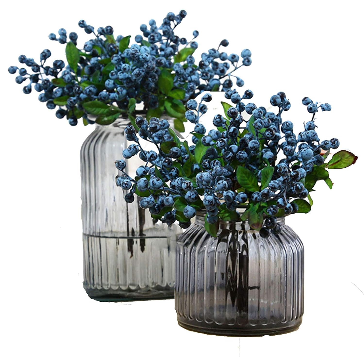 Fake Artificial Flowers California Berries Blueberry Fruit For Home Hotel Decor (Blue 20 Pack)